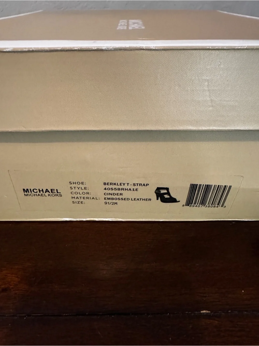 Michael Kors Brown Snake-Print T-Strap Heels with Zipper Front and Box Size 9.5